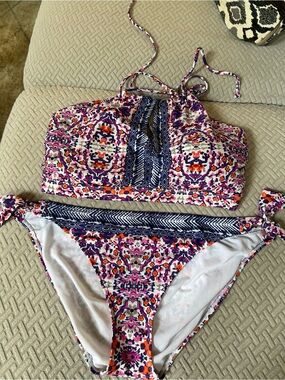 Athleta Floral Boho Halter Swimsuit Large and XL